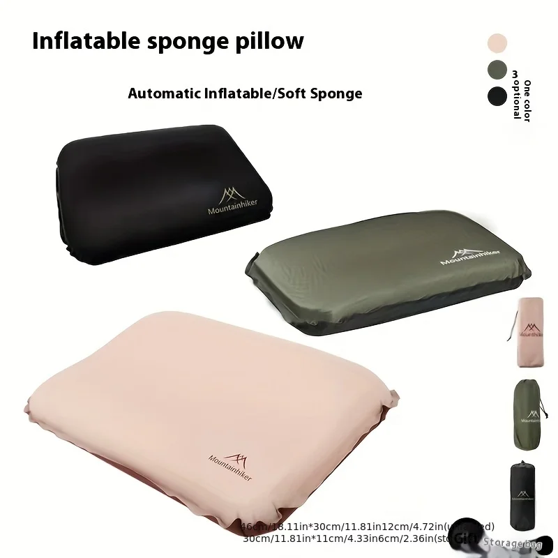 Mountainhiker Portable Automatic Inflatable Pillow Comfortable Quiet High-elastic Rebound Cotton Pillow for Outdoor Camp Travel