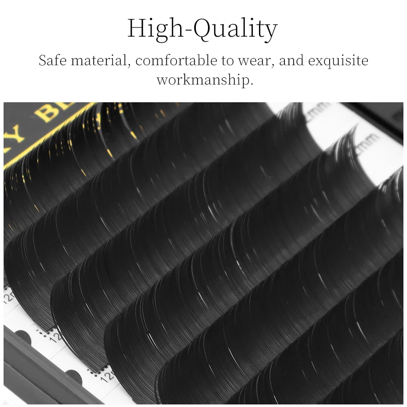 Winky beauty Ellipse Estensione ciglia piatte Punte divise Ciglia finte nere opache Ciglia individuali a forma piatta super morbide