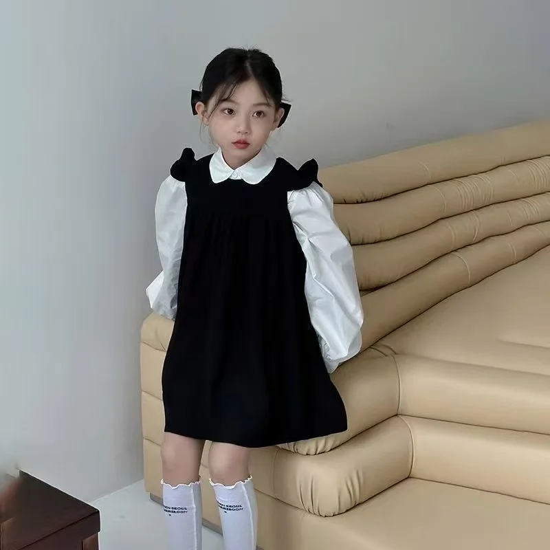 

Girls' Autumn College Style Set - Sleeveless Shirt & Jumper Dress Two-Piece Set Baby Toddler Outfit Princess Dress for Girls