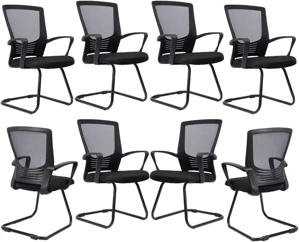 Office Guest Chair with Lumbar Support and Mid Back Mesh Space Air Grid Series, Ergonomic Lumbar Support and Sled Base