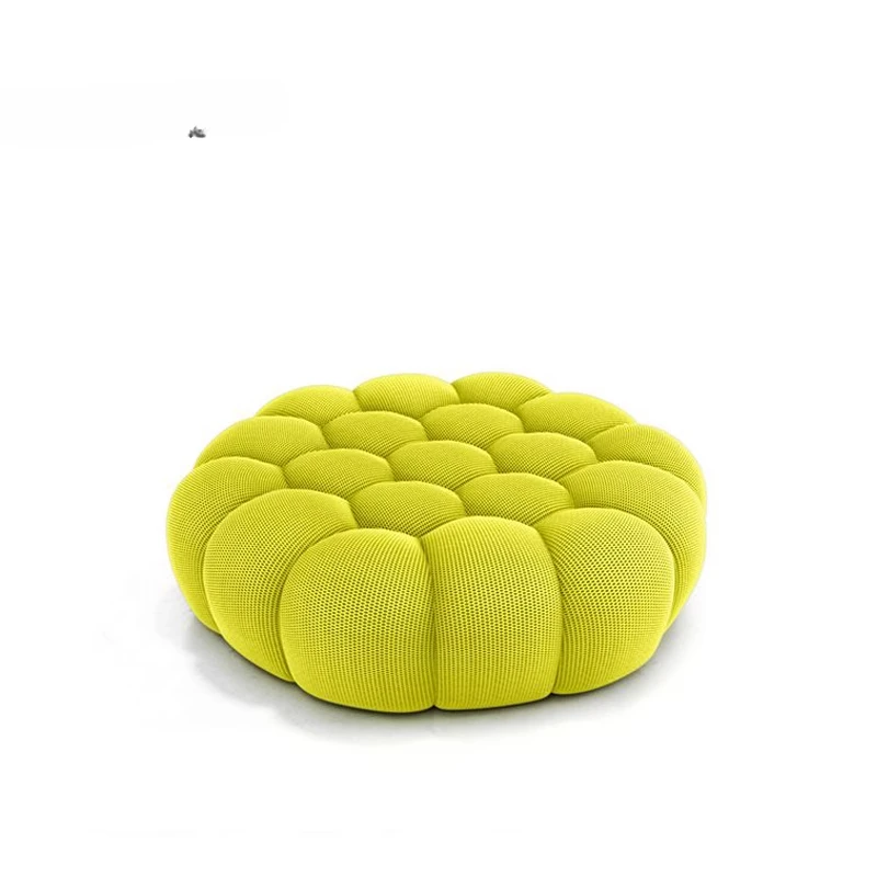 

French castle living room art football air bubble 3D honeycomb yellow casual sofa stool furniture