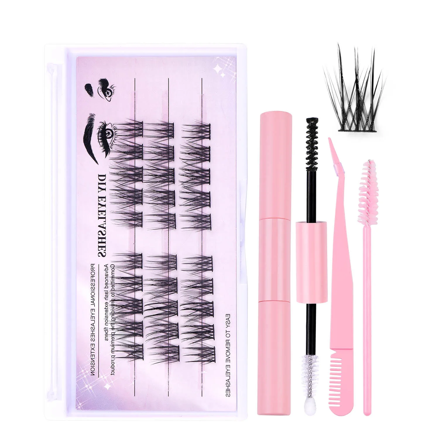 Kit de faux cils segmentés, lot de Premium, dramatique, épais, individuel, grappes, Extensions de cils, pincettes de maquillage