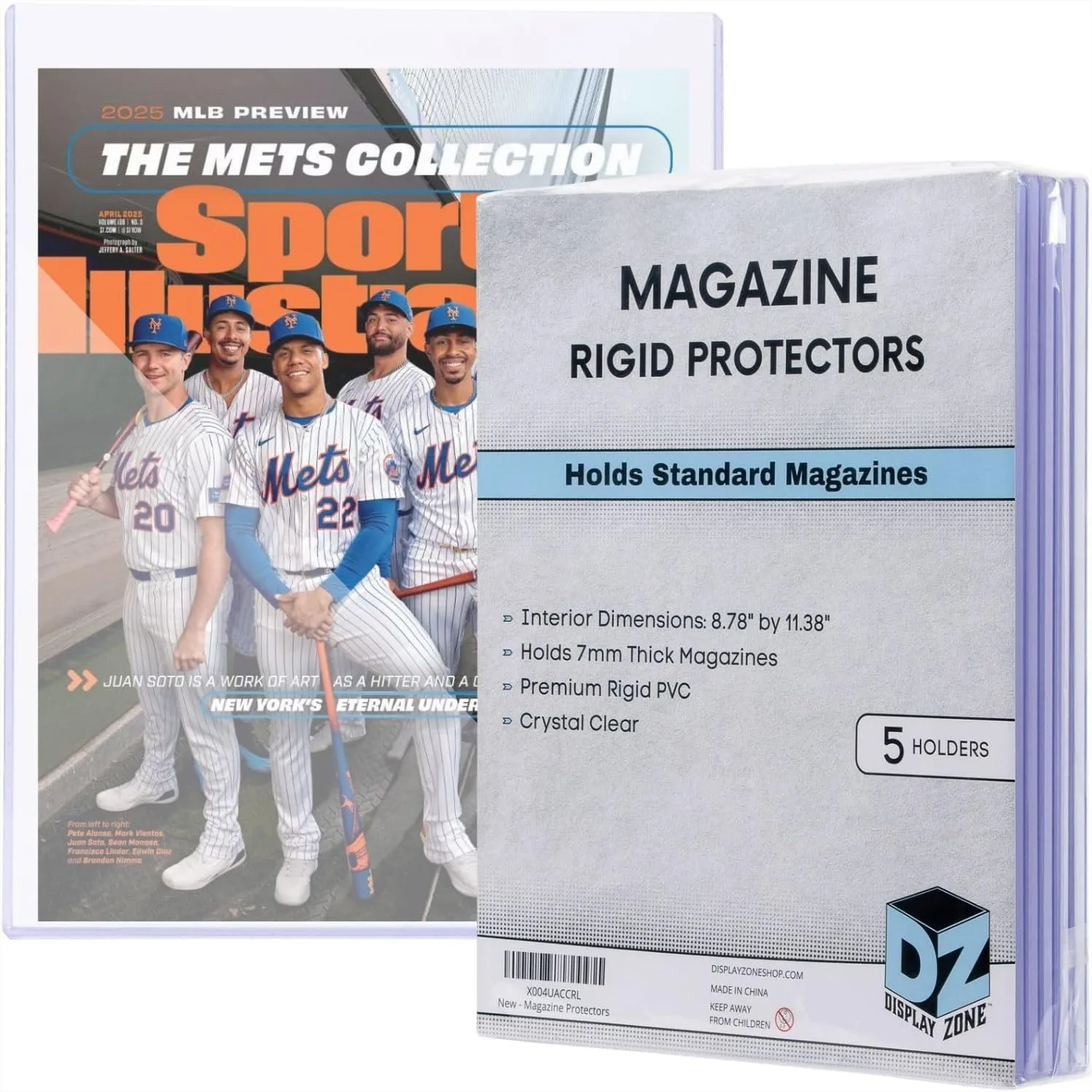 

Magazine Topload Holders 9x11.5, 5 Pack Crystal Clear PVC Sleeves, 7mm Thick Rigid Display Covers for Collectors
