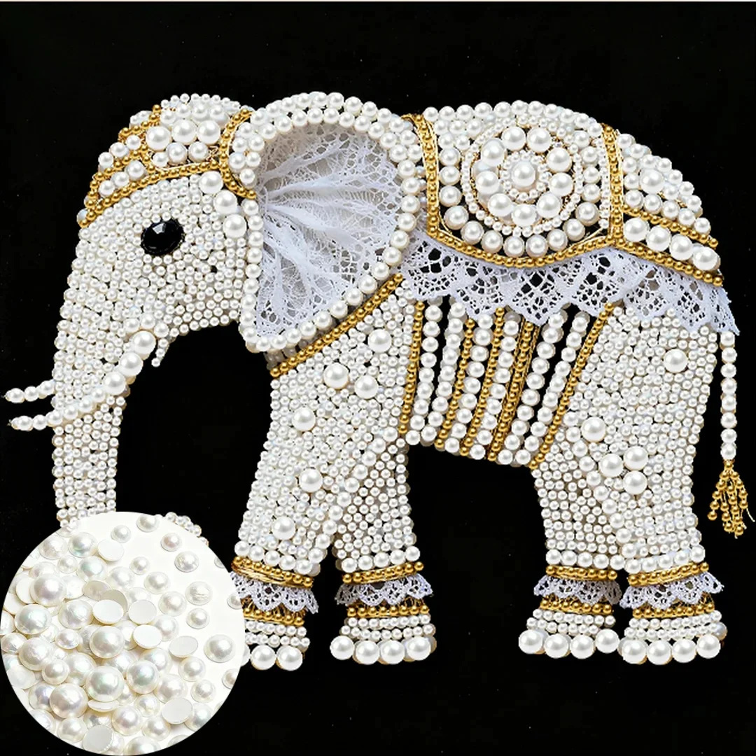 1 Set, New Pearl Painting, Elephant, Pattern, Diamond Painting Kit, 5D DIY Pearl Shape Diamond Partial Diamond Painting Kit Suit
