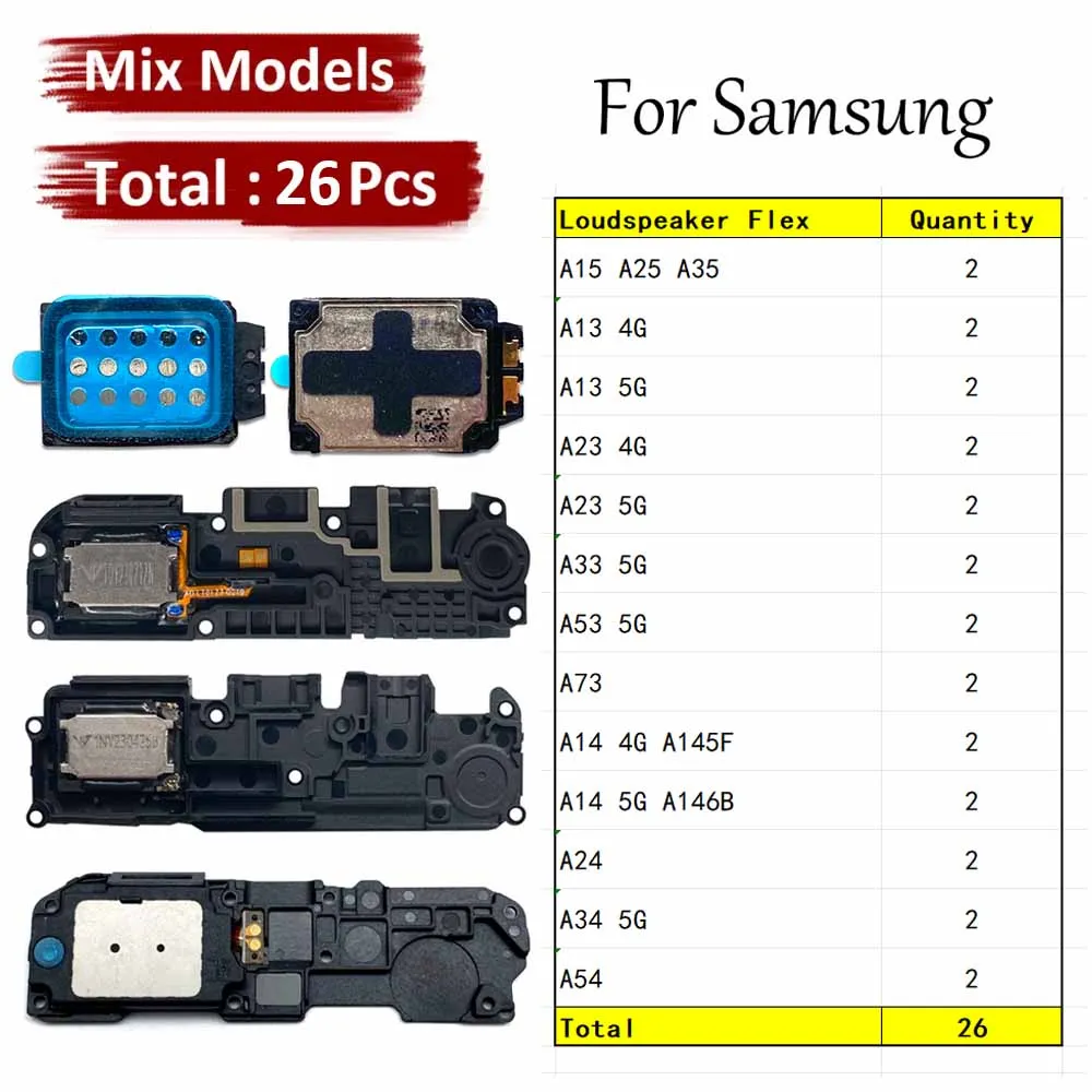 

26Pcs, Loud Speaker Buzzer Ringer Loudspeaker Flex Cable For Samsung A15 A25 A35 A13 A23 A33 A53 A73 A14 A24 A34 A54 4G 5G