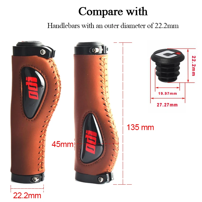 ODI Grips Leather MTB Handles Cuff Grip Ergon Lock on Mountain Bike Handlebar Cover Bicycle Grips Fists Mtb BMX Cuffs