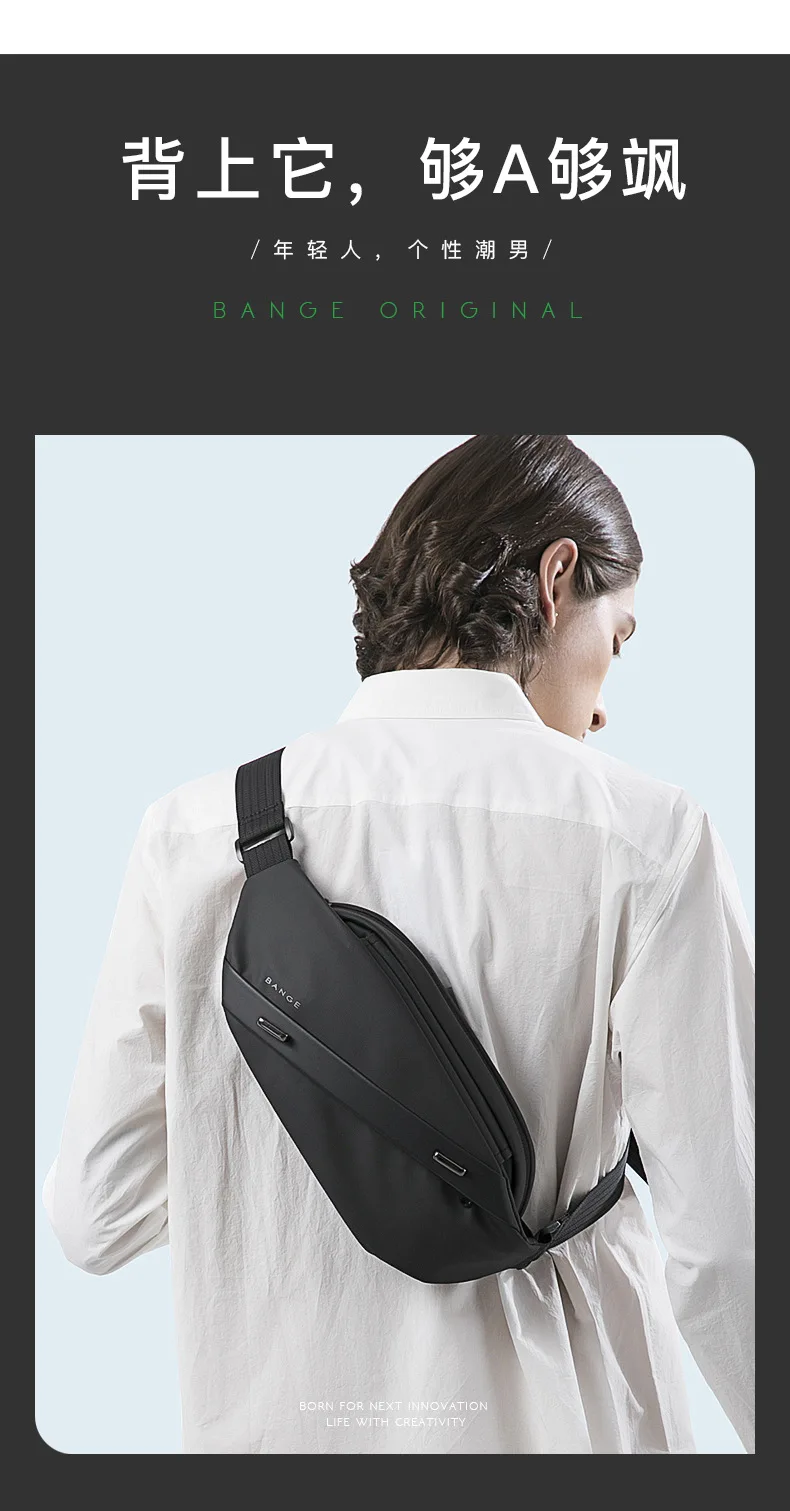 BANGE Big Capacity Waterproof Multifunction Crossbody Bag Men Shoulder Bag Male Sling Chest Bags For Waist Belt Matching
