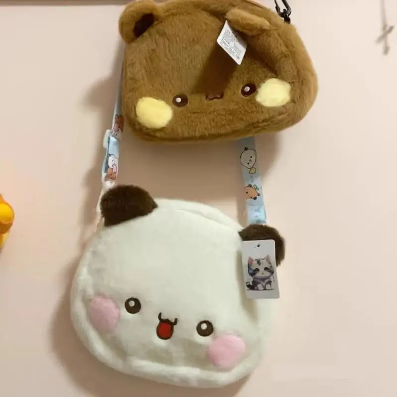 Yier Bubu パンダクマぬいぐるみバックパックアニメ周辺機器かわいい小銭入れショルダーバッグ携帯電話バッグガールフレンドの誕生日プレゼント