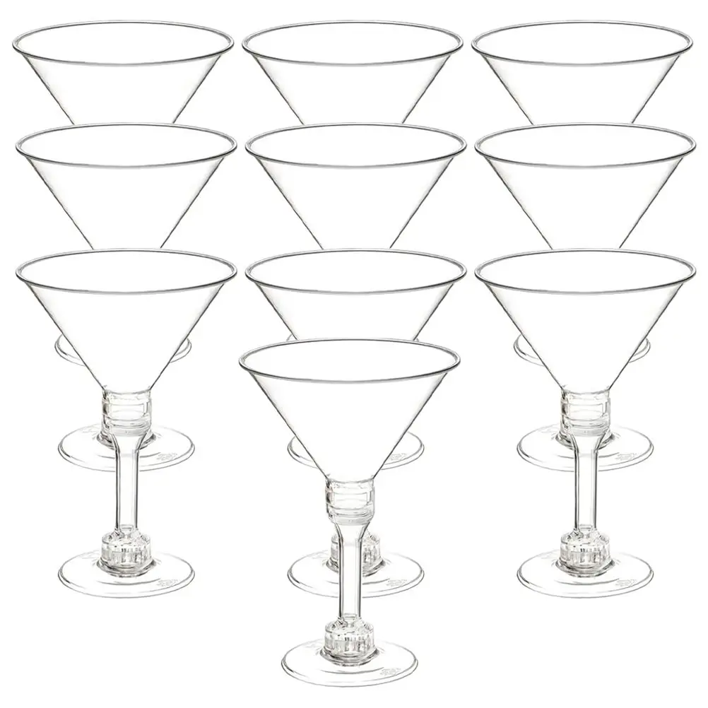 

10 Pcs Cocktail Cups Clear Plastic Martini Glasses Cups Disposable Party Wedding Home Barbecue Picnic Drink Glass