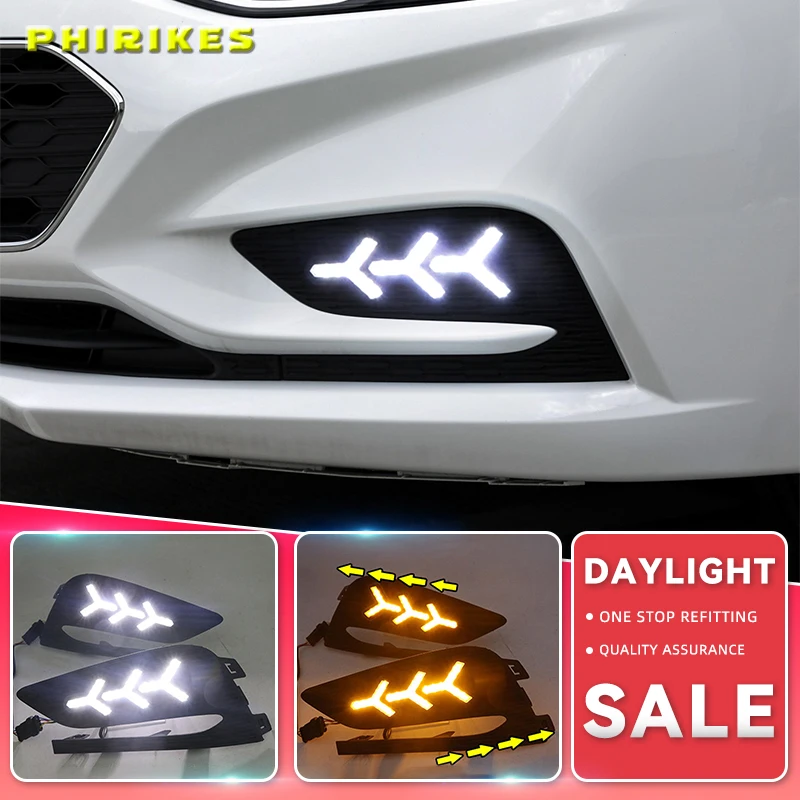 

2Pcs DRL For Chevrolet Cruze 2016 2017 2018 Daytime Running Lights fog lamp cover headlight 12V Daylight signal for Chevy