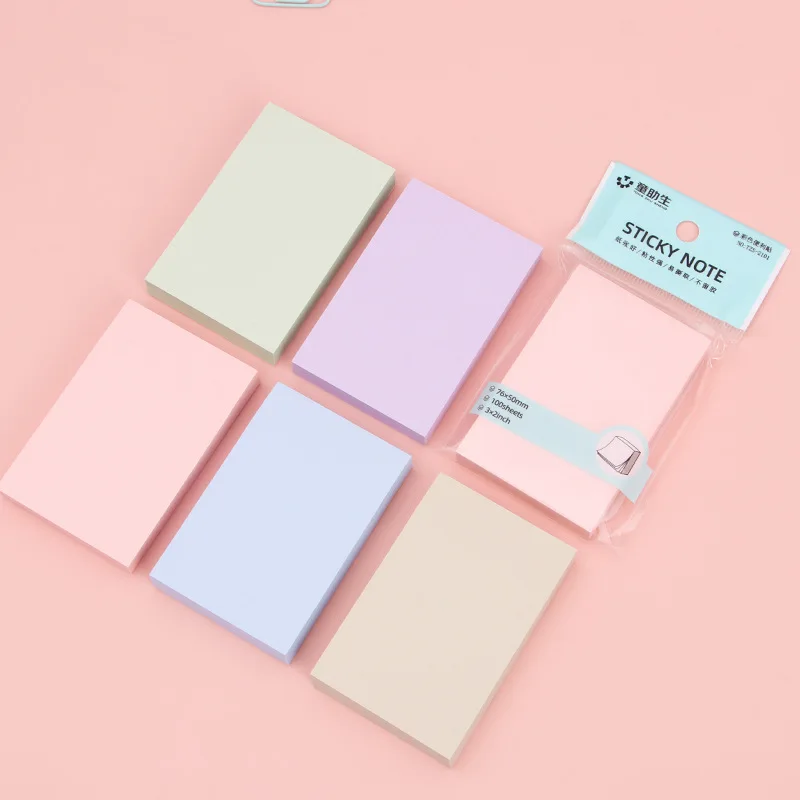 100pcs/book Morandi Colored Sticky Notes, Student Message Notes, Office Stickers, Can Be Pasted, Hand Torn Sticky Notes
