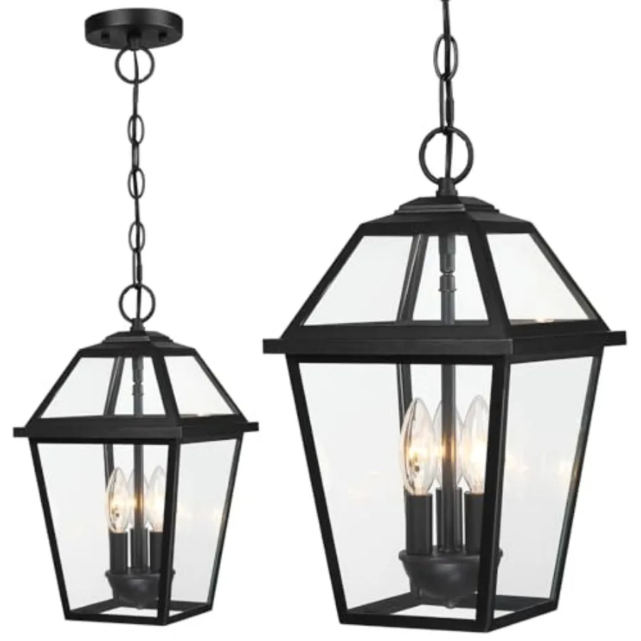 Modern 3-Light Large Outdoor Pendant Light for Porch 16