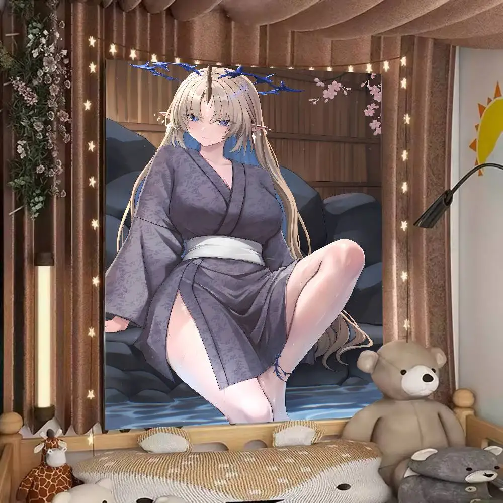 Cool Video Game Wuthering Wave Game Hot Kawaii Girl Cartethyia Large Tapestry Gamer Wall Rugs Dorm Art Home Decor Wall