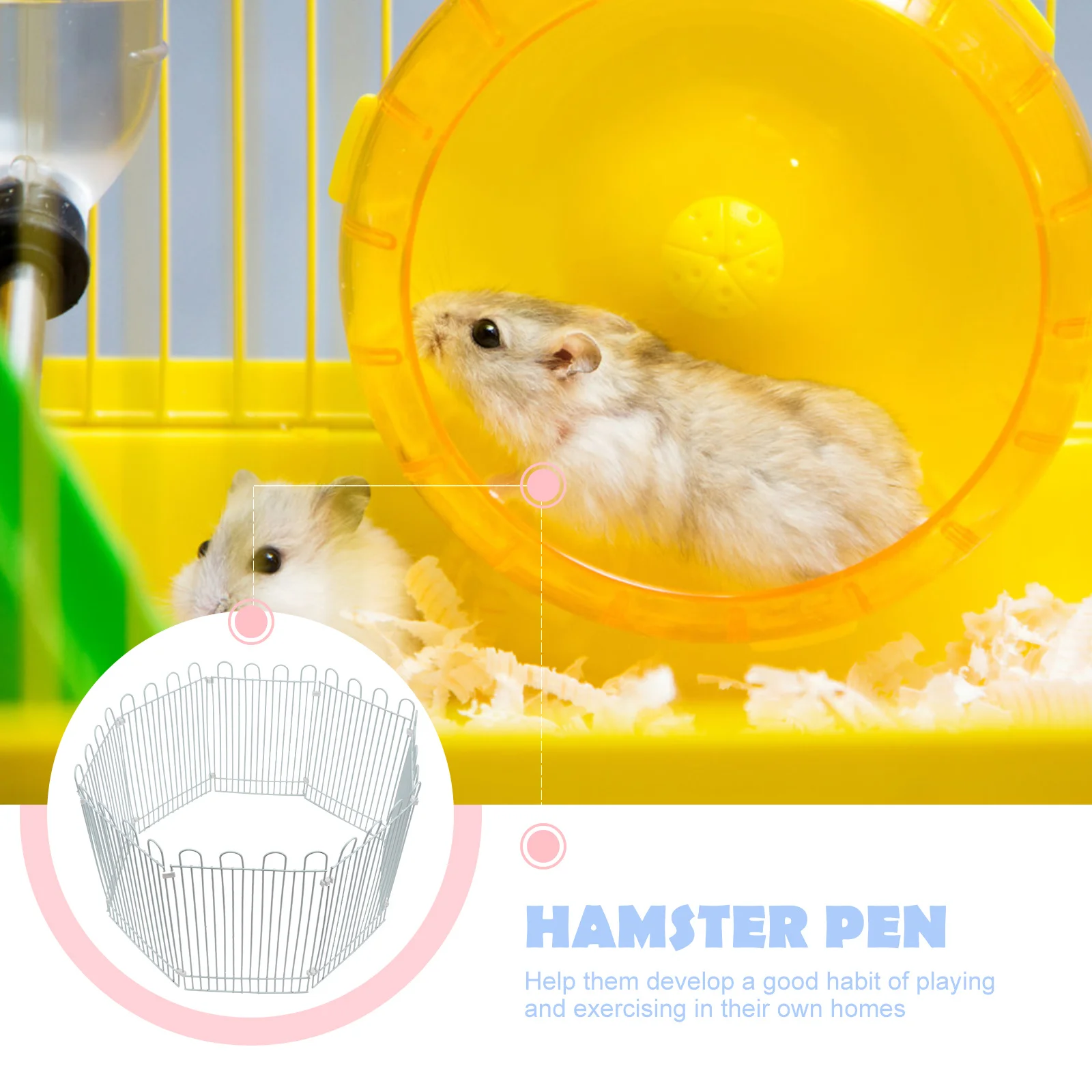

8Pcs Hamster Fence White Iron Wire Exercise Yard Indoor Enclosure Pet Playing Barrier Safety Fence Indoor Enclosure