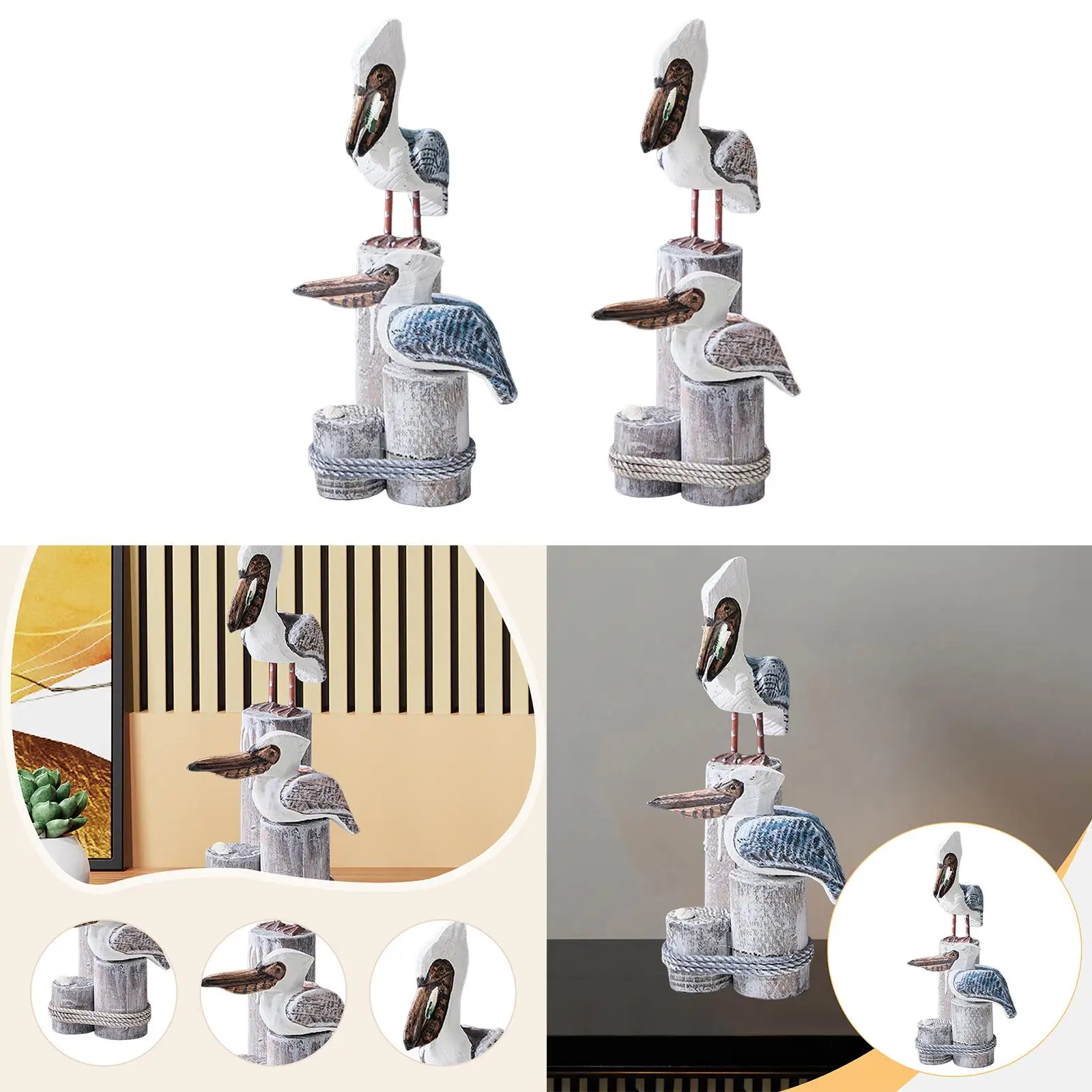 Mediterranean Statue Ornament Collectible Animal Figurine Wood Stump Sculpture for Living Room Bookshelf Cabinet