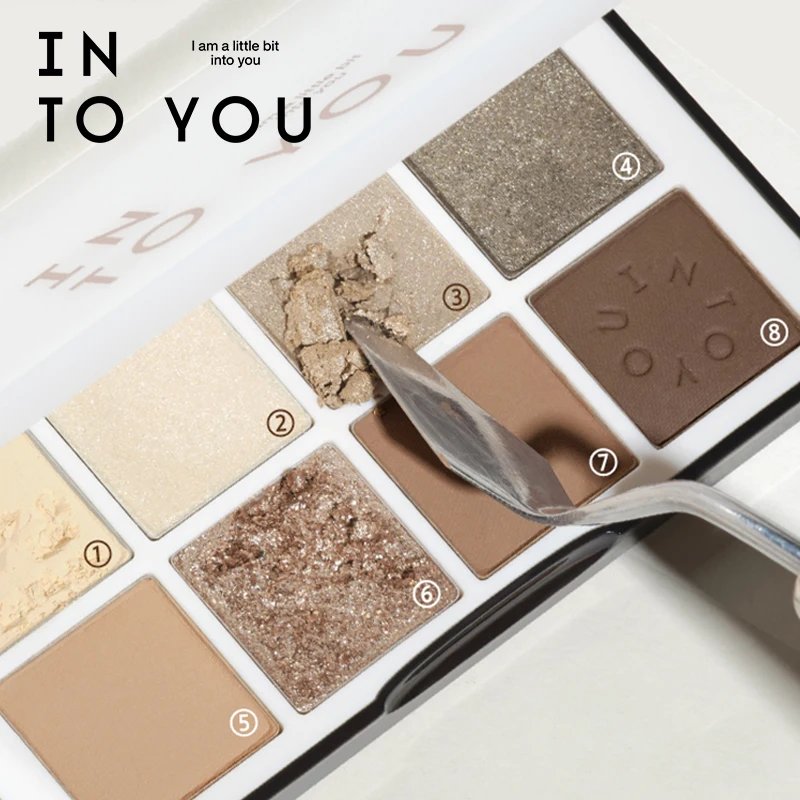 INTO YOU 8 Color Coco Glow Eyeshadow Palette Shiny Makeup Glitter Cream Gliter for Eye Shadow Waterproof Korean Cosmetic