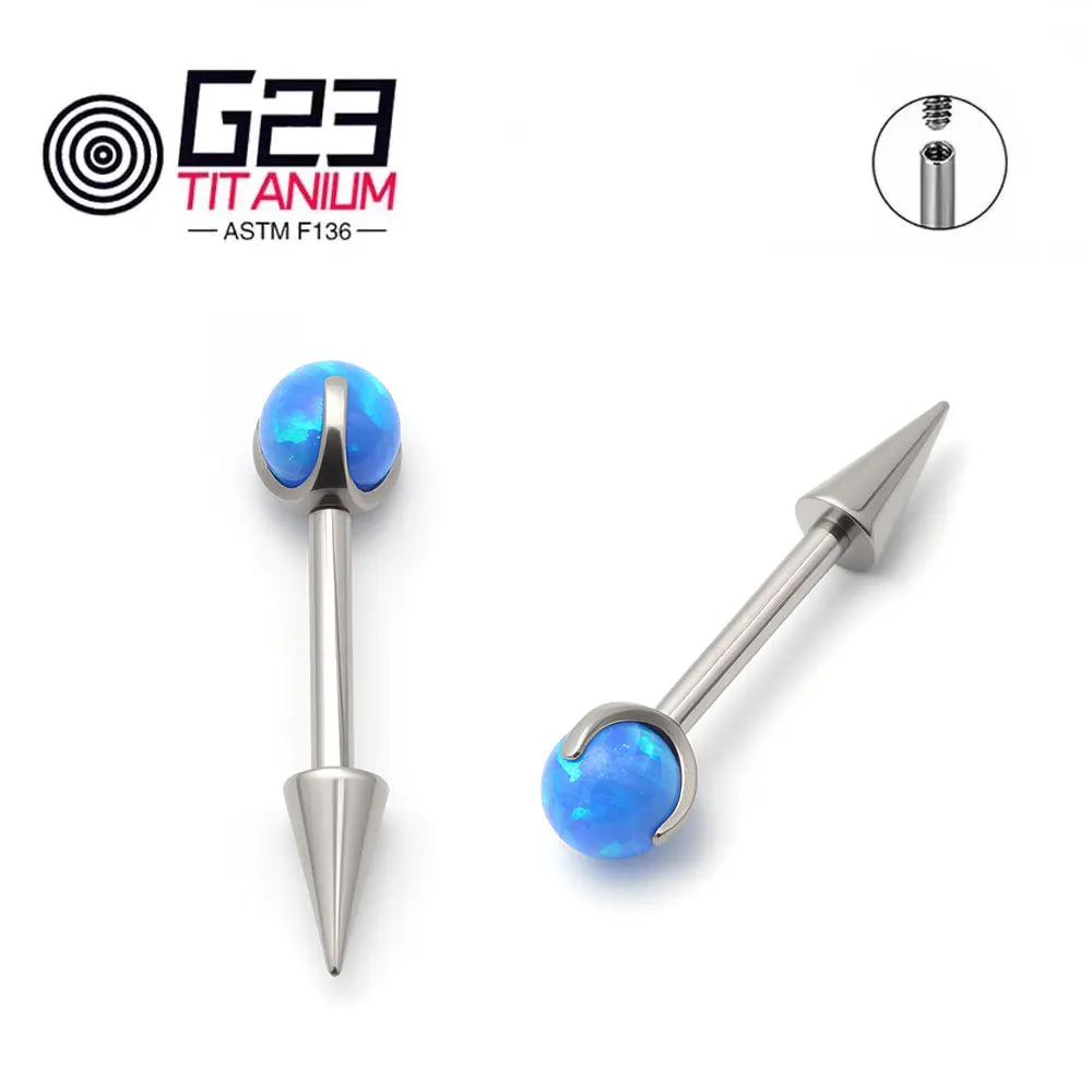 G23 التيتانيوم الداخلية الخيوط أوبال جوهرة شقة الظهر الأذن مربط الزنمة الغضروف اللولب القرط ثقب المجوهرات