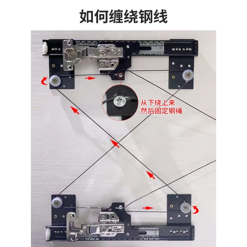 Wardrobe hidden folding swing door track, cabinet door telescopic side installation invisible plug-in slide rail hardware