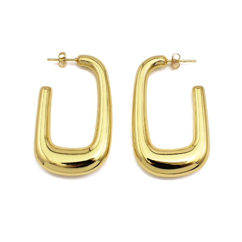 High Quality Lightweight Minimalist Gold Plated U-Shaped Chunky Hoop Earrings Fashion Simple Geometric Design for Party view 5