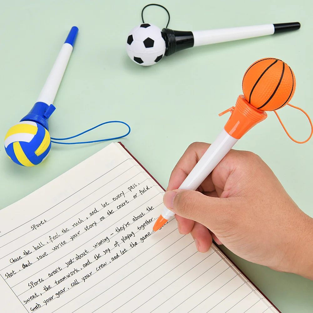 2pcs Stylish Pens Creative Stress-Relief Spring-Loaded Ballpoint Pens Squeezable Bounce-Back Pens Soccer Ball-Shaped Pens