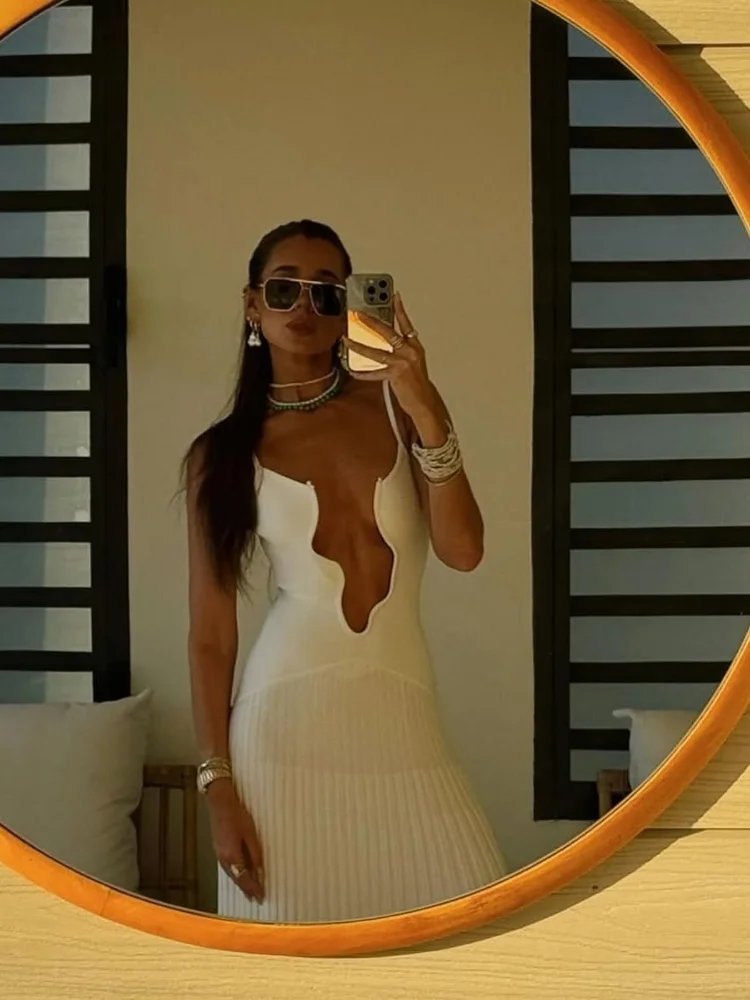 

Сплошное цветное женское волнистое платье с нерегулярным воротником и бретельками, шикарное плиссированное длинное платье без рукавов с завязками на талии, женский вечерний халат