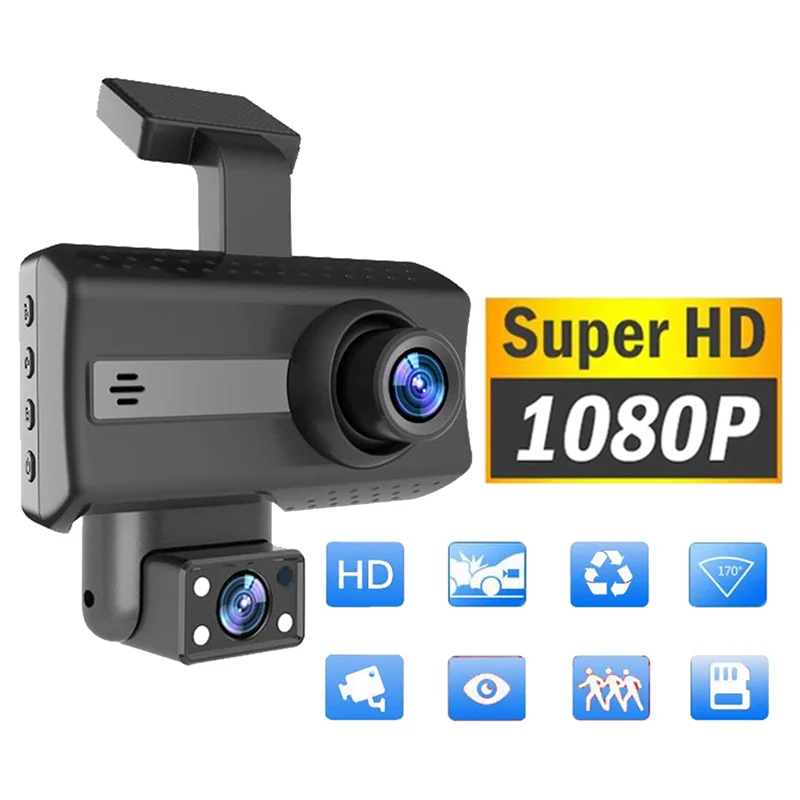 IPS Screen Dashboard Camera, 1080P HD, Car Dash Camera, DVR Gravador de Condução, Monitor de Estacionamento, Gravação Loop, 3.0 "Display