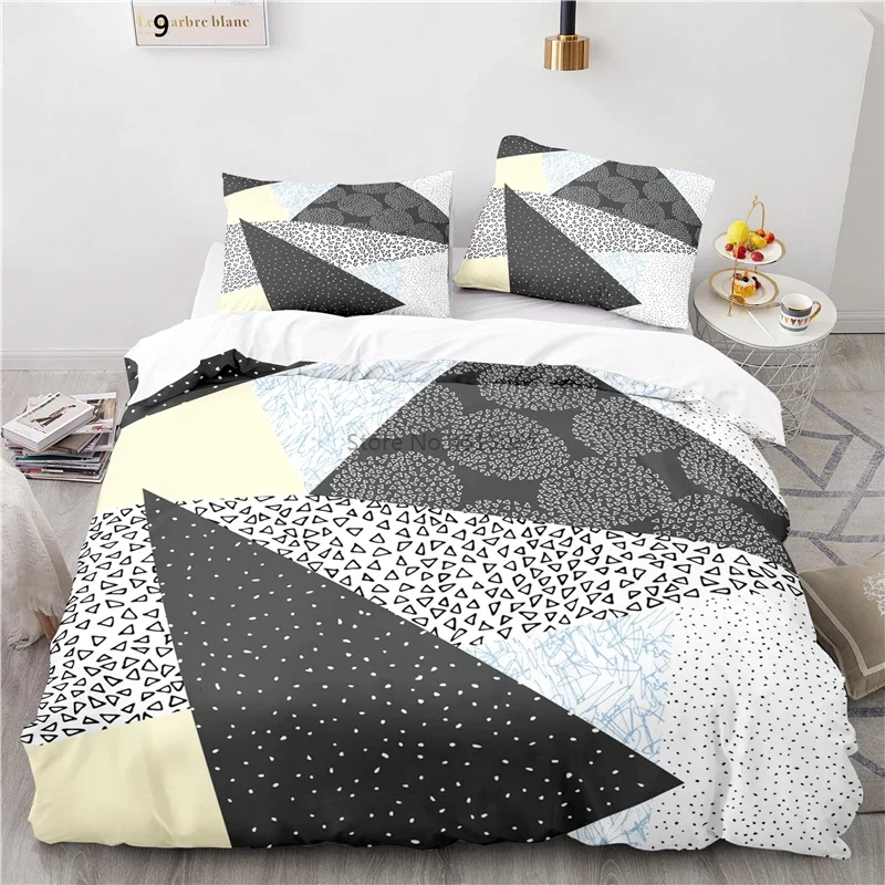 Nordic Style Geometric Triangle Bedding Set 3d Duvet Cover Pillowcase Bedclothes Europe/Australia/USA Twin Full Queen King Size