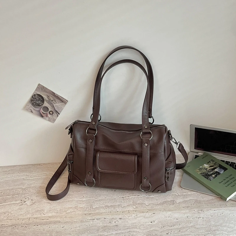 Umhängetasche mit mehreren Taschen, Damen-Einkaufstasche mit großem Fassungsvermögen, lässige Vintage-Tragetasche, leichte, vielseitige Einkaufshandtasche für den Arbeitsweg – Detail 11