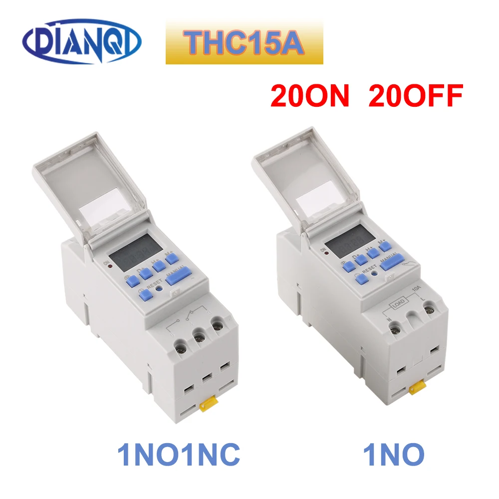 1pc THC15A Electronic Weekly 7 Days Programmable Digital Timer Switch Relay Control 220V 230V 10A Din Rail 20ON 20OFF