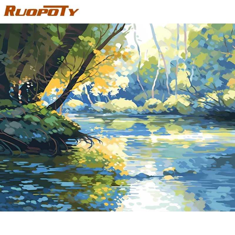 

RUOPOTY Acrylic Painting By Numbers Diy Gifts Landscape On Canvas For Adults Picture Drawing Wall Decor Handicrafts Home Art