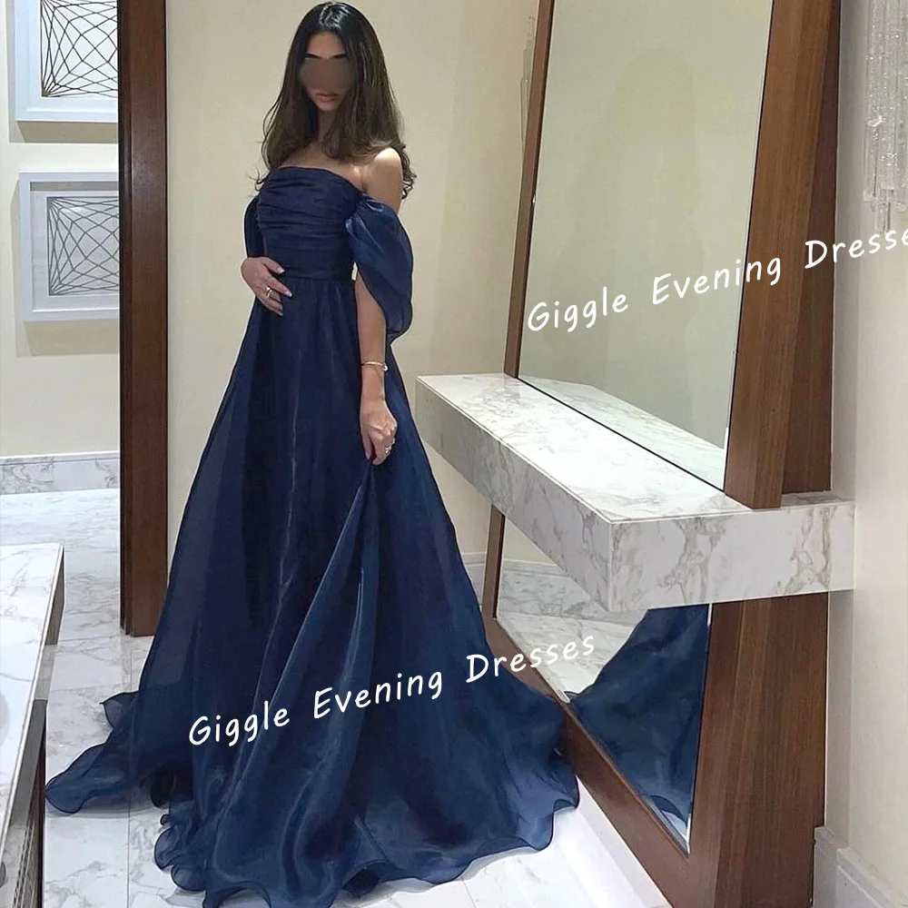 

Chiffon Strapless Summer A-Line Pleating Prom Gown Saudi Arab Formal Floor-Length Elegant Fashion Ladies Evening Dresses 2024