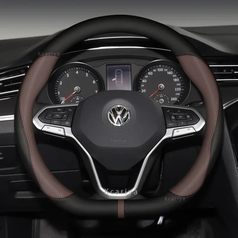 D Shape Car Steering Wheel Cover For VW Jetta 6 2017-2021 Golf 7 Scirocco Bettle 2012-2021 Tiguan 2019 2020 Auto Accesorioss