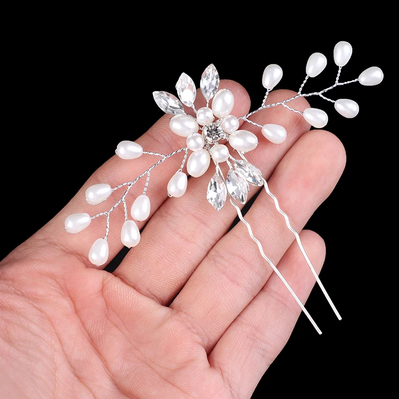 1PC 35cm Wedding Headband Pearl Crystal Bridal Hair Accessories Headpiece Decorative