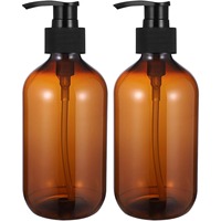 2pcs 500ml Opaque Pump Lotion Bottles for Hand Soap Shampoo Wash Drip Dispenser Container Light Brown for Home and Bathroom Use