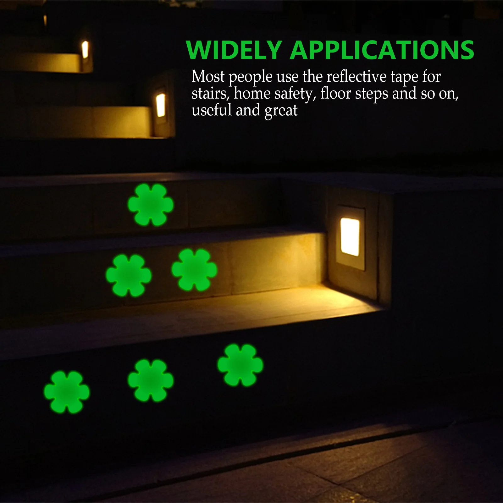 

Anti-Skid Tape Fluorescent Reflective Surface Flower-Shaped Design For Stairs Home Safety Non-Slip Waterproof Warning