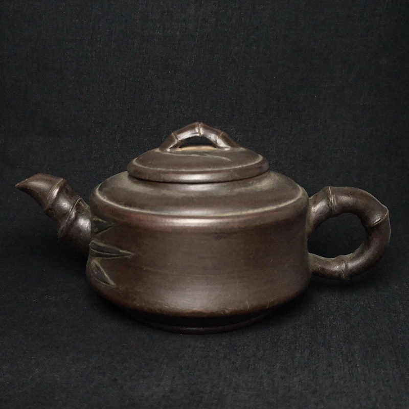 YIZHU CULTUER ART Size 18 × 10.9 cm Chinese Yi Xing Purple Clay Handmade Bamboo Teapot Pot Collection