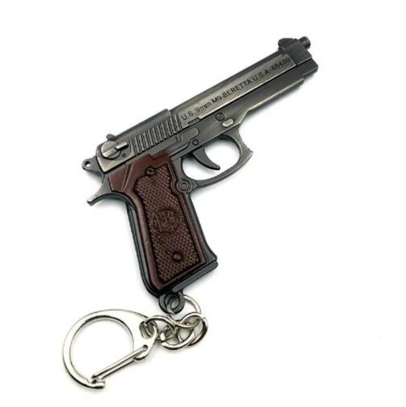 Mini Pistol Model Metal Key Chain, Fun Gift