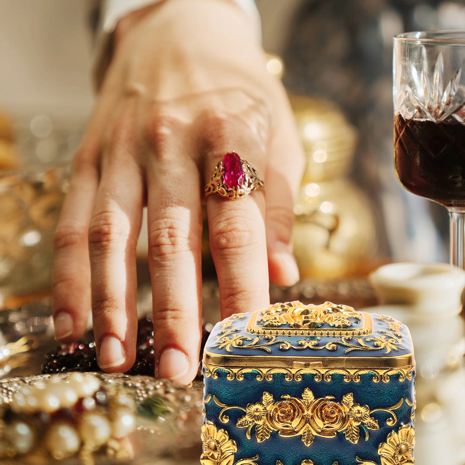 

Jewelry Box Decorative Earring Case Trinket Organizer Vintage Household Bracelet