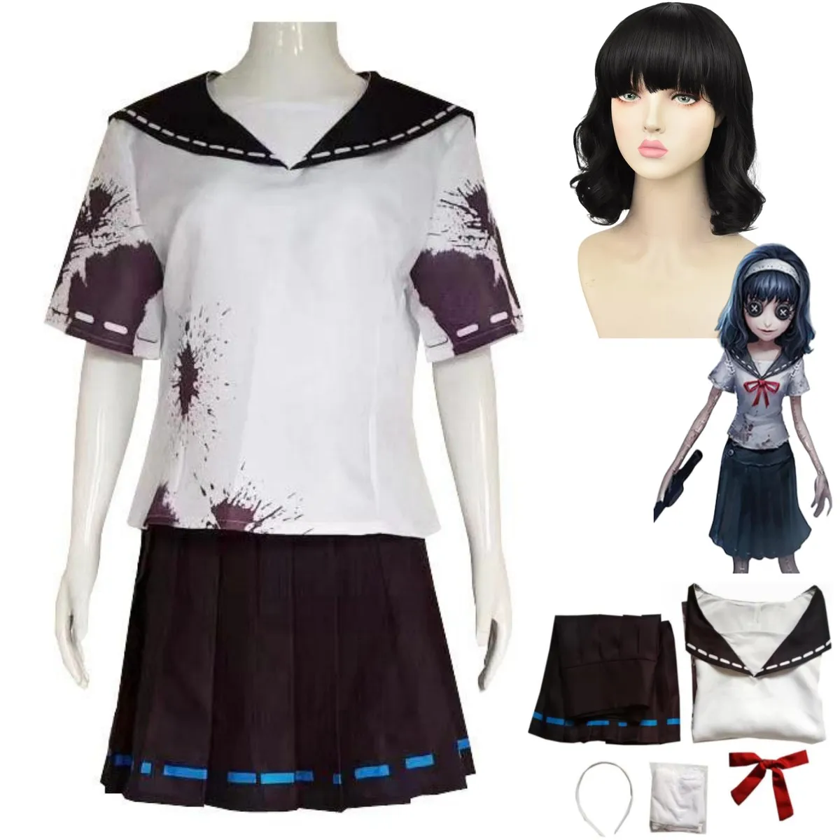 Anime Game Identity Ⅴ Tomie Kawakami Costume Cosplay Yidhra Dream Witch Skin Wig JK Uniform Skirt Woman Sexy Halloween Suit