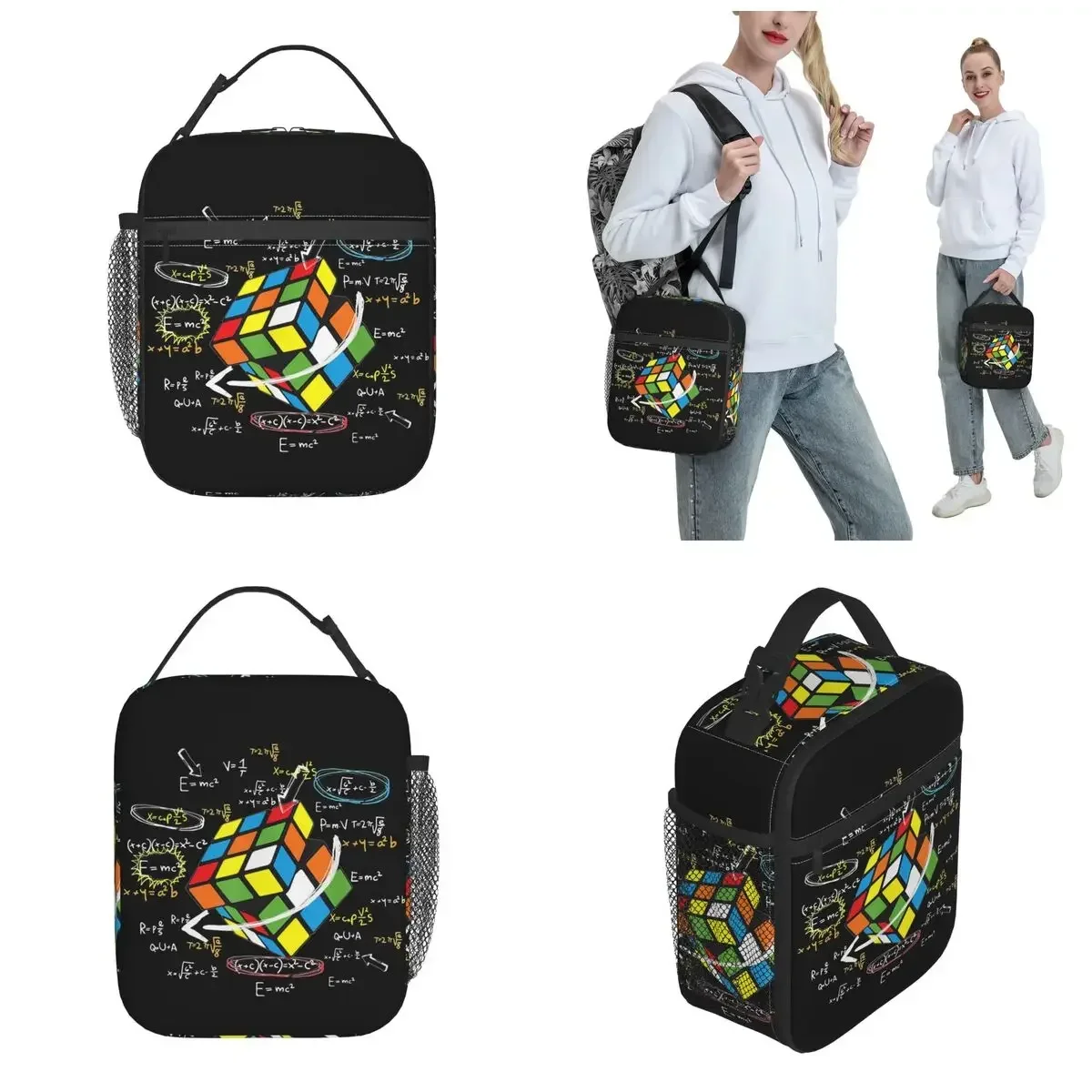 Math Rubik Rubix Rubics Accessories Insulated Lunch Tote Bag For Picnic Food Storage Bag Reusable Thermal Cooler Lunch Boxes