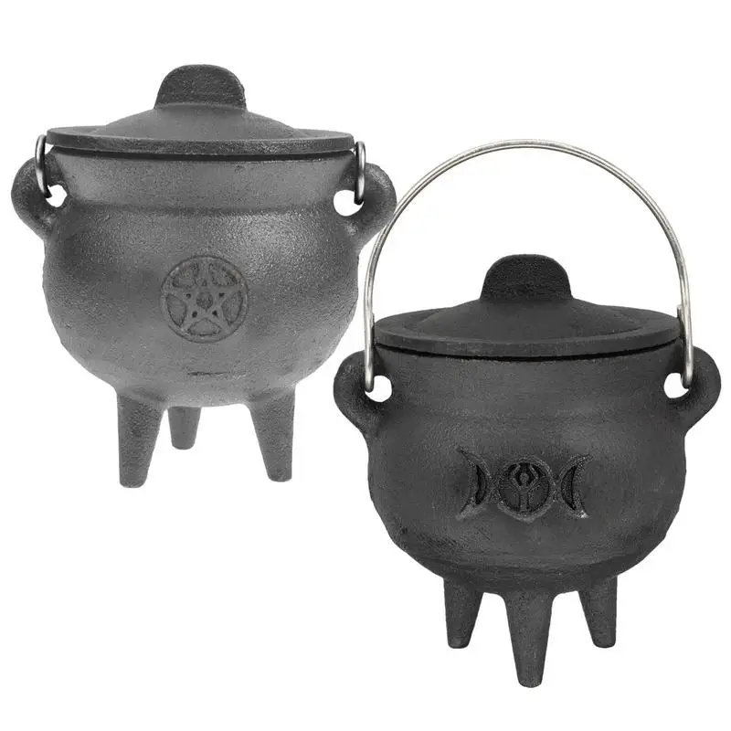 Cast Iron Halloween Candy Bucket Pot Witch Skeleton Cauldron Holder Jar Trick Or Treat Halloween Party Decoration Props Kids Toy