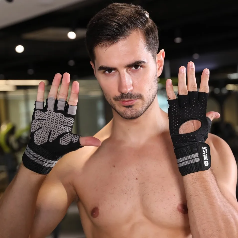 WorthWhile Half Finger Gym Fitness Gloves with Wrist Wrap Support for Men Women Crossfit Workout Power Weight Lifting Equipment