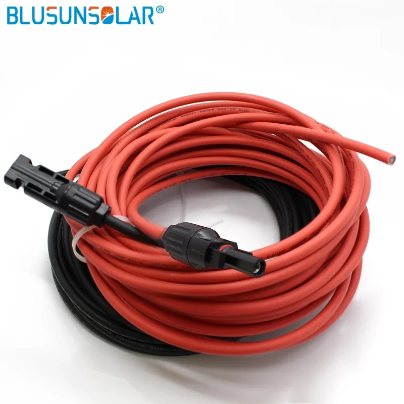 1-10m Solar Cable PV Wire Extension Red And Blac Cable Assembly Wire 6/4/2.5 mm2 10/12/14 AWG With Waterproof Connector