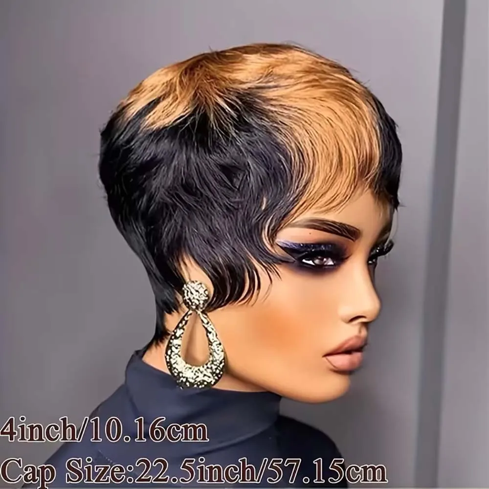 بني فاتح أومبير شعر طبيعي مفرود الباروكات قصيرة عابث قطع شعر مستعار مع الانفجارات قبل قطعها للنساء آلة صنع قبعة الشعر البرازيلي