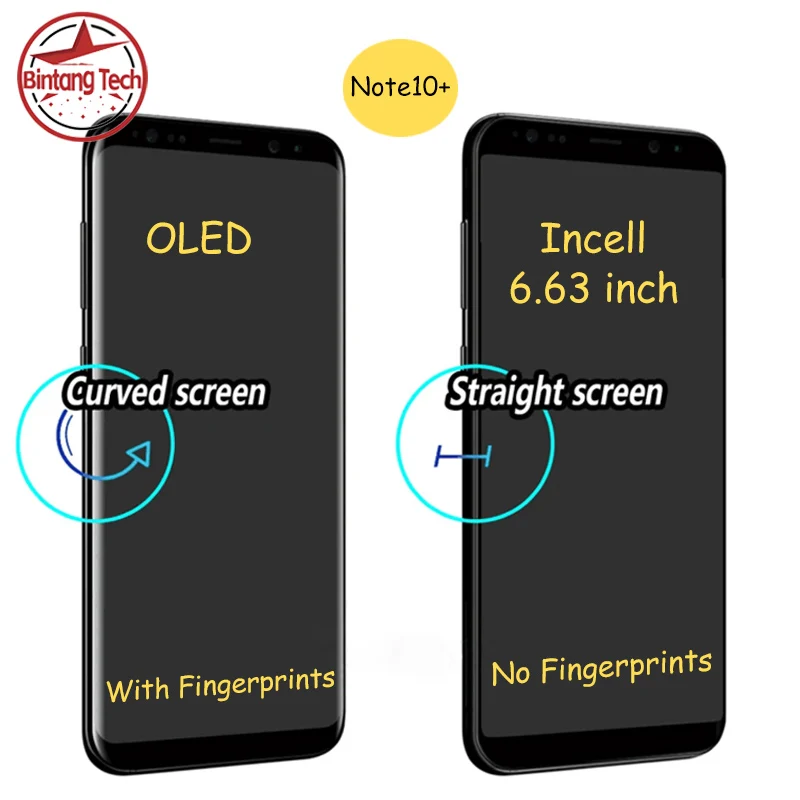 Note10+ Display Screen for Samsung Galaxy Note 10 Plus N975F Lcd Display Digital Touch Screen with Frame Replacement