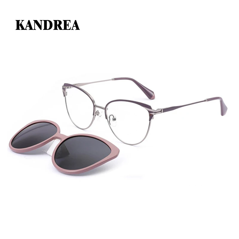 

KANDREA кошачий глаз 2 в 1, женские магнитные высококачественные брендовые дизайнерские очки для близорукости, модные металлические очки DP6023