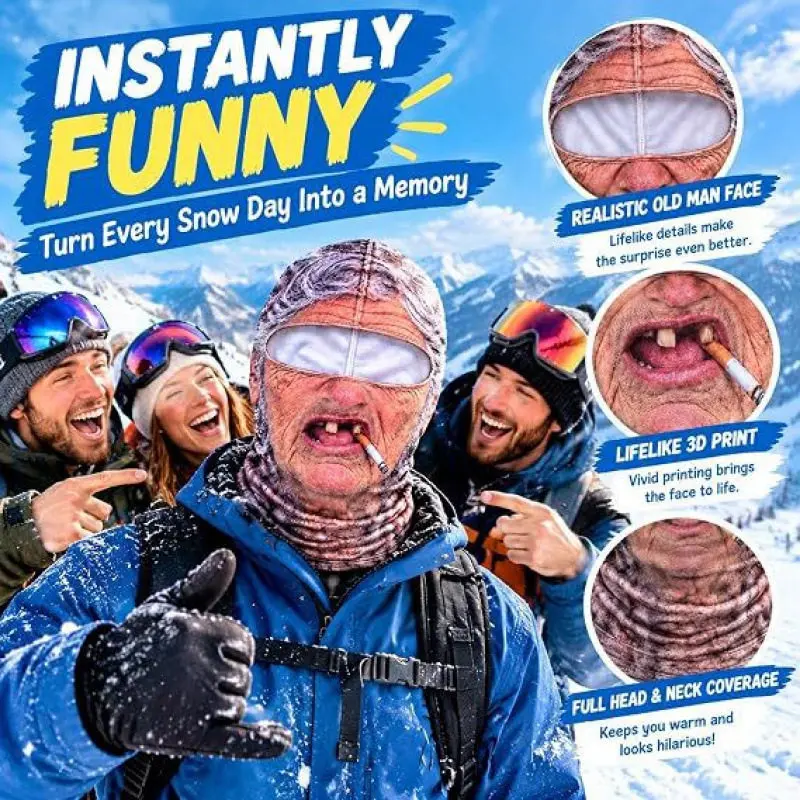 3D Funny Face Balaclava Hat Full Face Covering Hood Balaclava Motorcycle Riding Skiing Face Mask Outdoor Warm Balaclava Hat