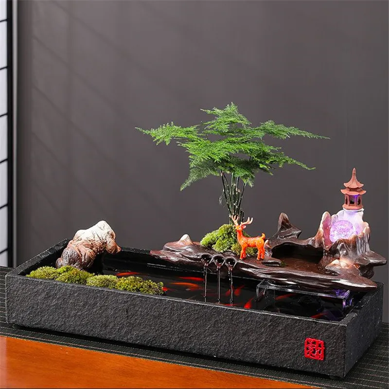 

Ceramic Cat Fountain,Indoor Decor,Zen,Drinker for Cats,Desktop Waterfall,Atomizer,Mini Landscape,Humidifier,Fish Tank Waterwheel