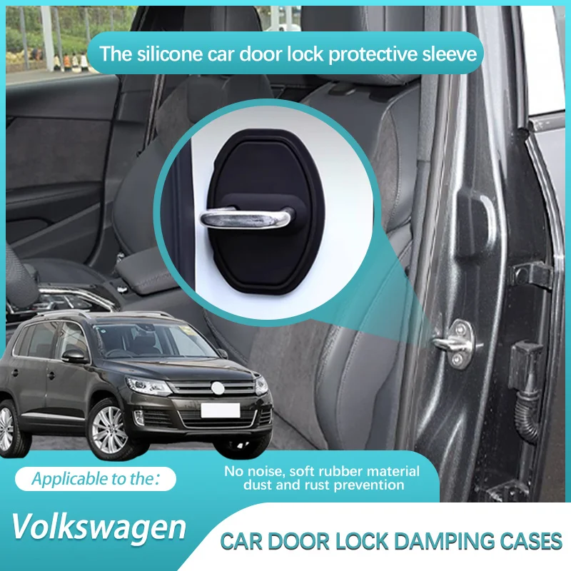 Автомобильные наклейки, украшения, защитный силикагель, крышка дверного замка, Стайлинг автомобиля, чехол для Volkswagen VW Tiguan MK2