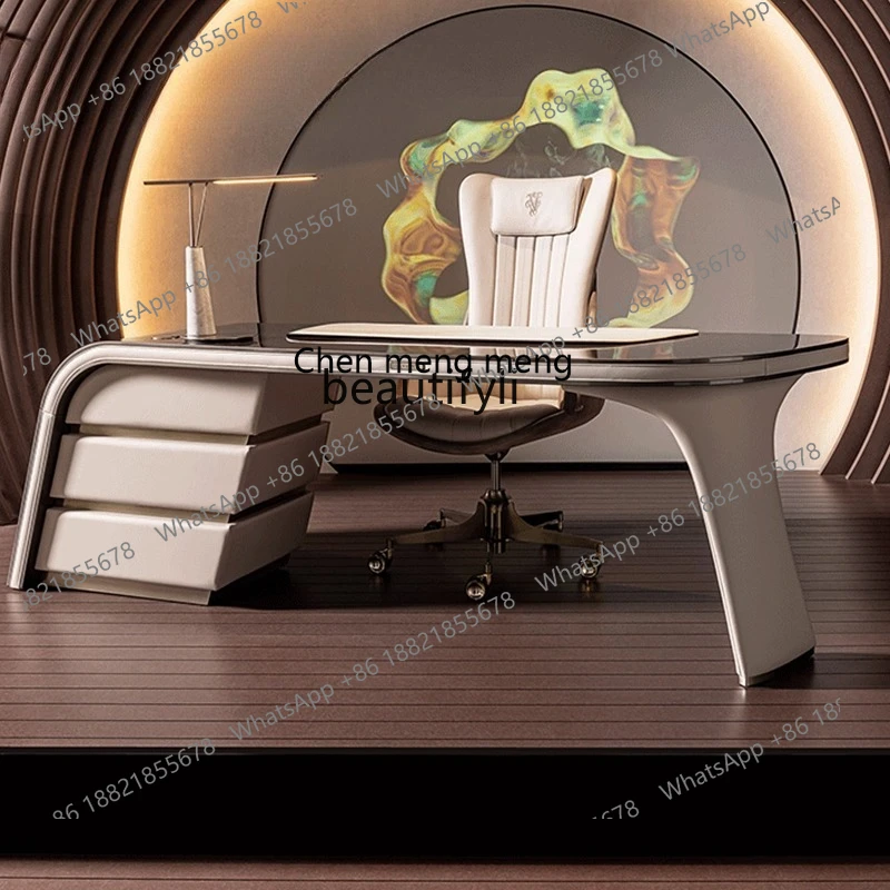 Italian Style Light Luxury Office Desk Bedroom Desk Modern Minimalist Villa Boss Desk Chair